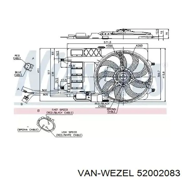 Радіатор охолодження двигуна 52002083 VAN Wezel