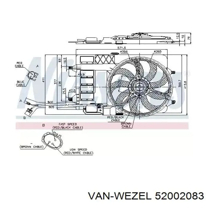 Radiador refrigeración del motor 52002083 VAN Wezel