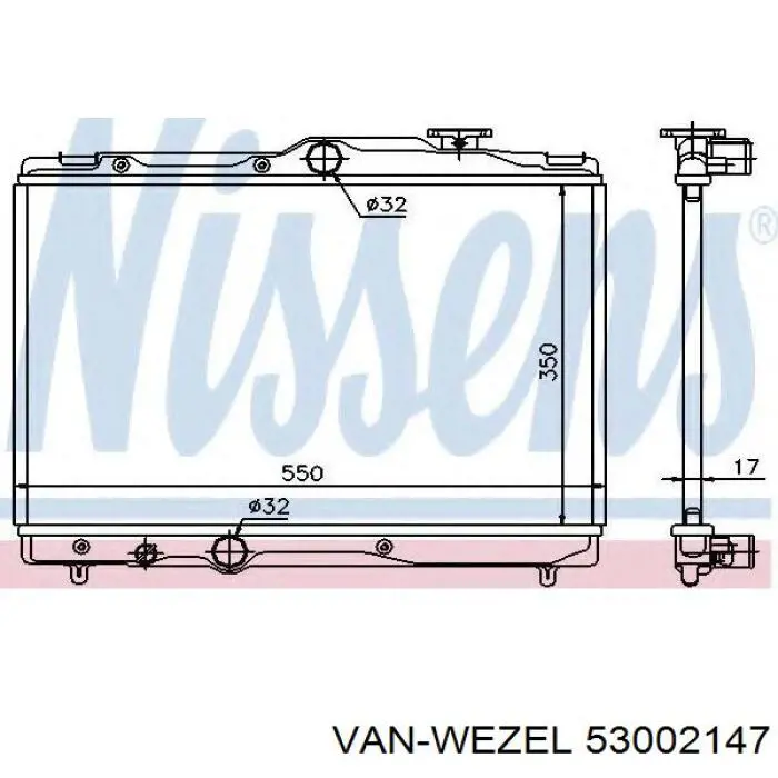 Купить 53002147 VAN Wezel Радиатор водяной