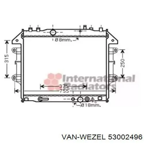 Радиатор охлаждения двигателя VAN Wezel 53002496 цена, от 98.85 USD