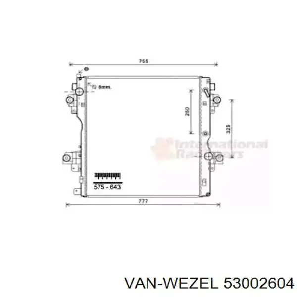 Радиатор 53002604 VAN Wezel