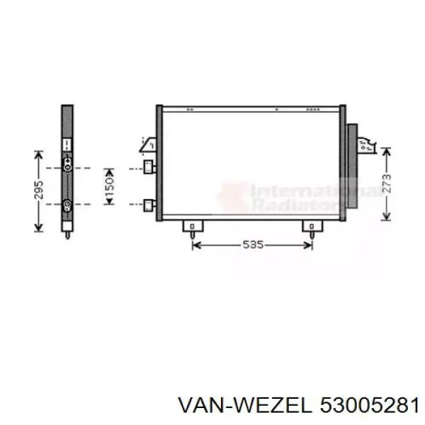 Радиатор кондиционера 53005281 VAN Wezel