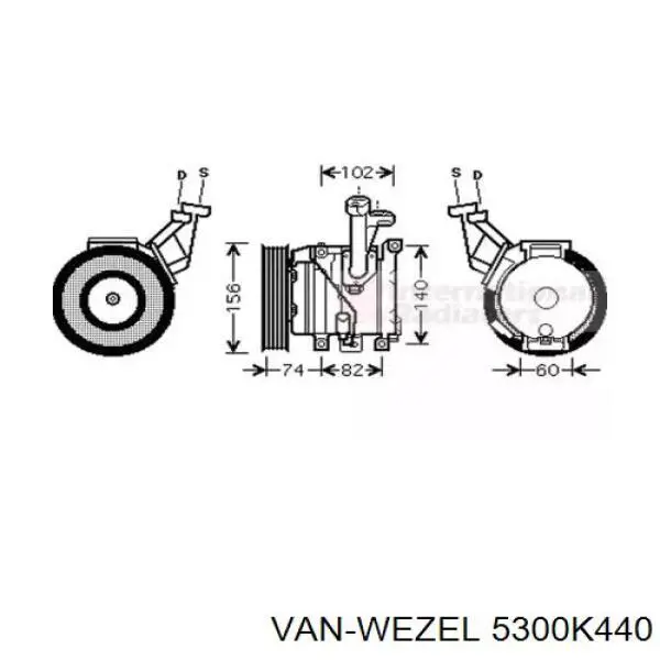 Компрессор кондиционера 5300K440 VAN Wezel