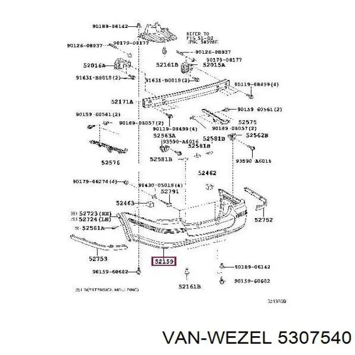 Задний бампер 5307540 VAN Wezel