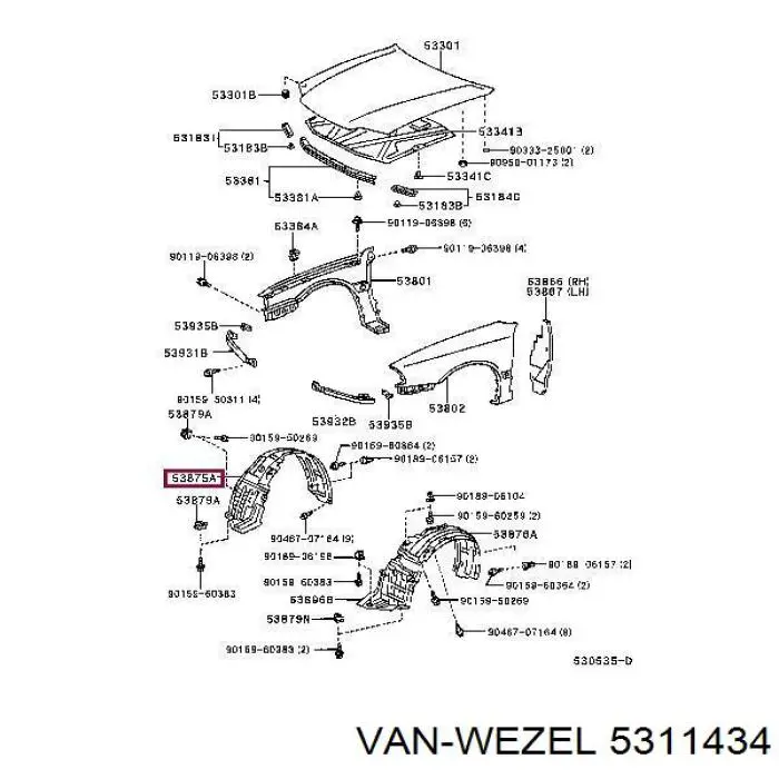 Подкрылок передний правый 5311434 VAN Wezel