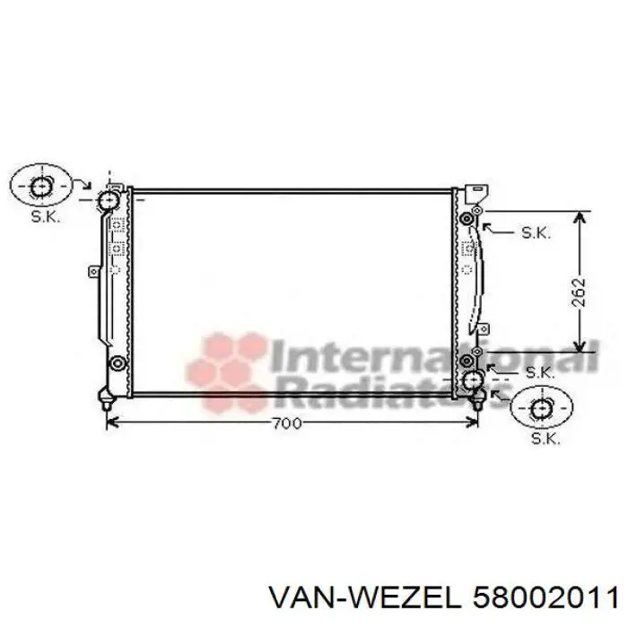 Радиатор 58002011 VAN Wezel