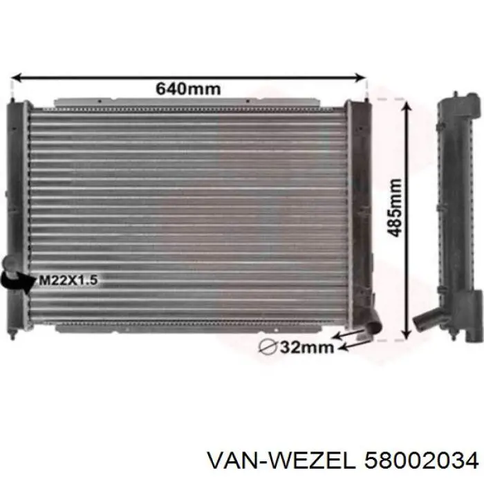 Радиатор 58002034 VAN Wezel