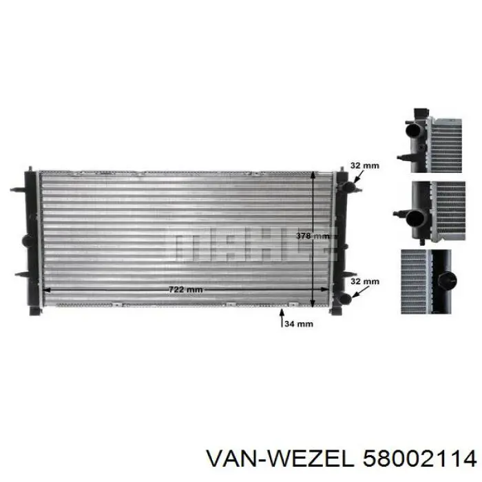 Купить 58002114 VAN Wezel Радиатор водяной