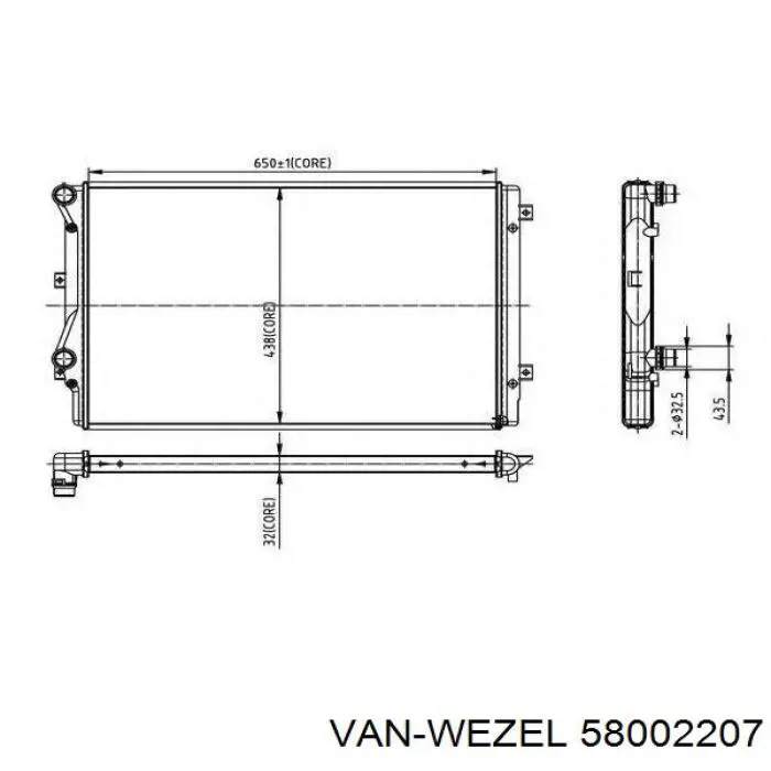 Купить 58002207 VAN Wezel Радиатор водяной