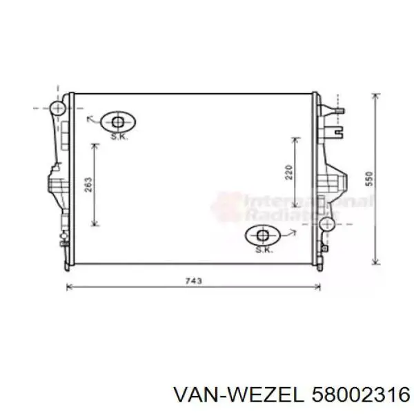 Радиатор 58002316 VAN Wezel