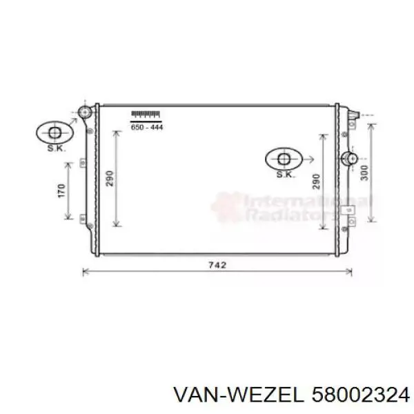 Радиатор 58002324 VAN Wezel