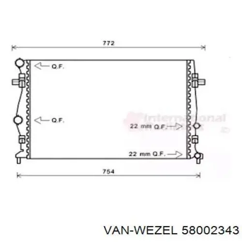 Радиатор 58002343 VAN Wezel