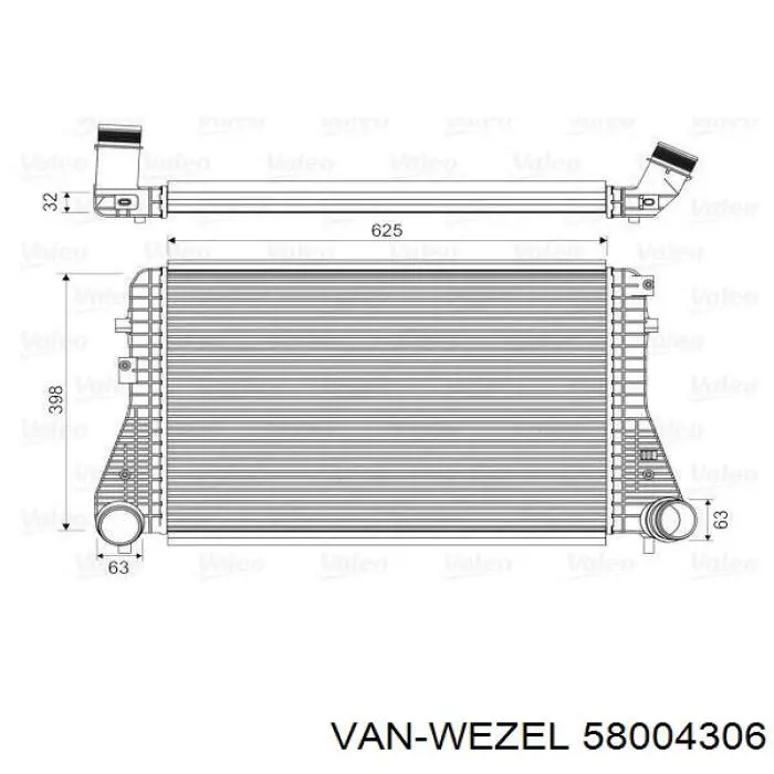 Radiador de aire de admisión 58004306 VAN Wezel