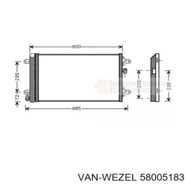 Радиатор кондиционера 58005183 VAN Wezel