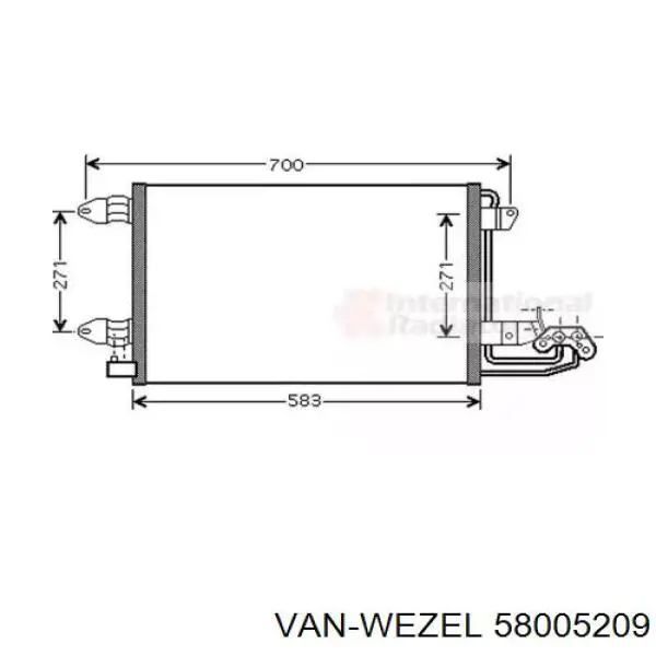 Радиатор кондиционера VAN WEZEL 58005209