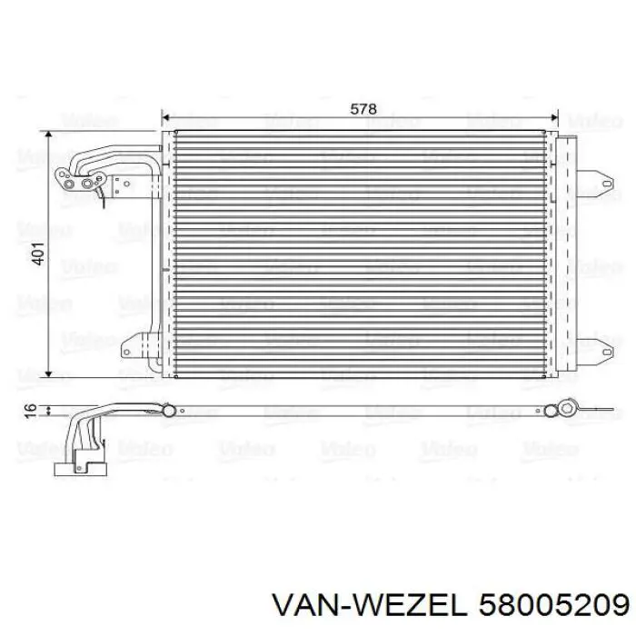 Радиатор кондиционера 58005209 VAN Wezel