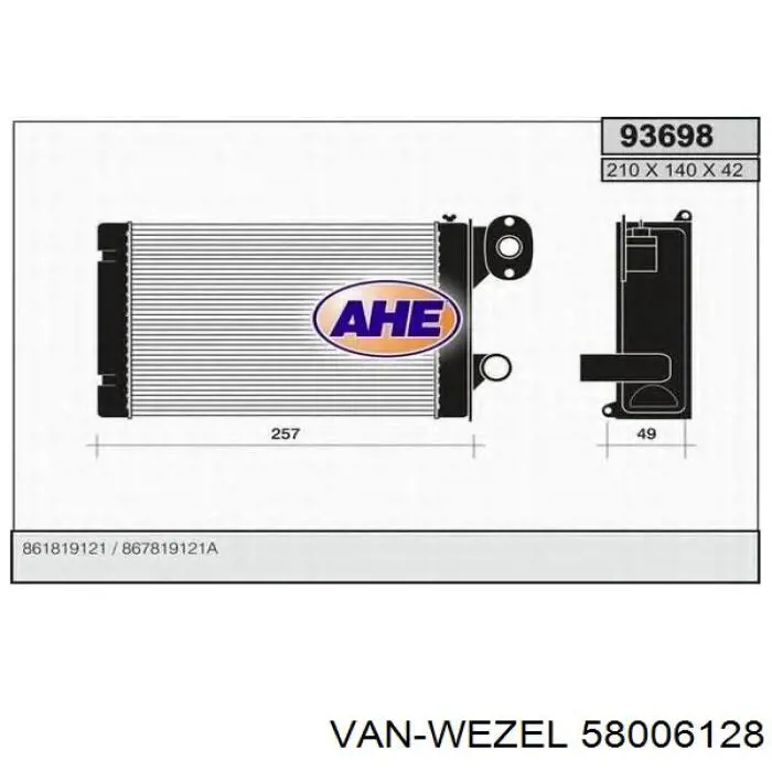 Радиатор печки (отопителя) Thermotec D6W020TT цена, от 32.99 USD