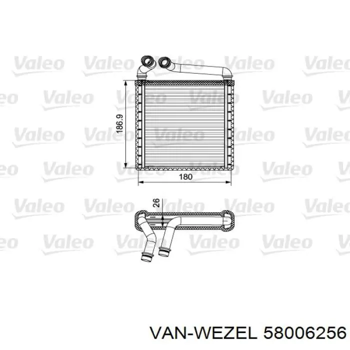 Купить 58006256 VAN Wezel Радиатор печки