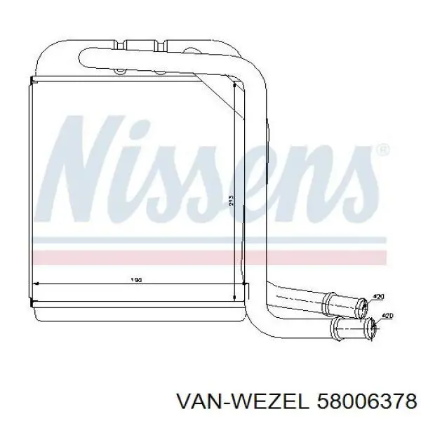 Радиатор печки 58006378 VAN Wezel