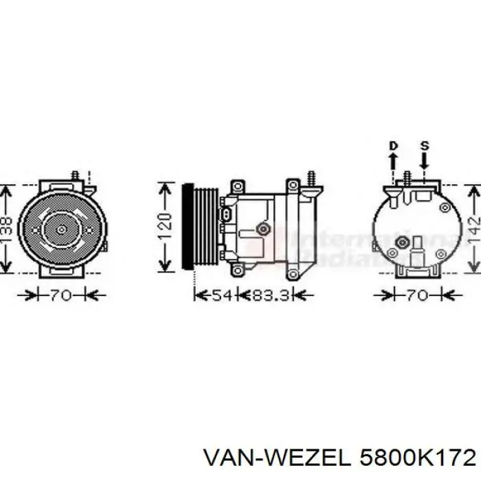 Компрессор системы кондиционирования VAN Wezel 5800K172 цена, от 193.03 USD
