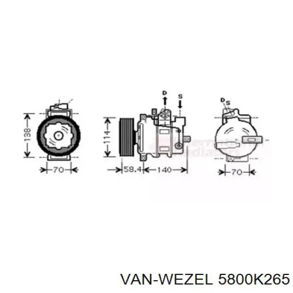 5800K265 VAN Wezel компрессор кондиционера