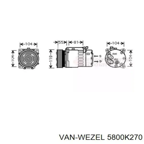 Компрессор кондиционера 5800K270 VAN Wezel