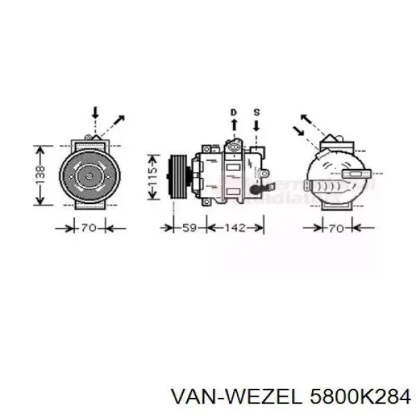 Компрессор кондиционера 5800K284 VAN Wezel