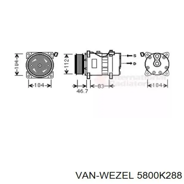 Компрессор кондиционера 5800K288 VAN Wezel