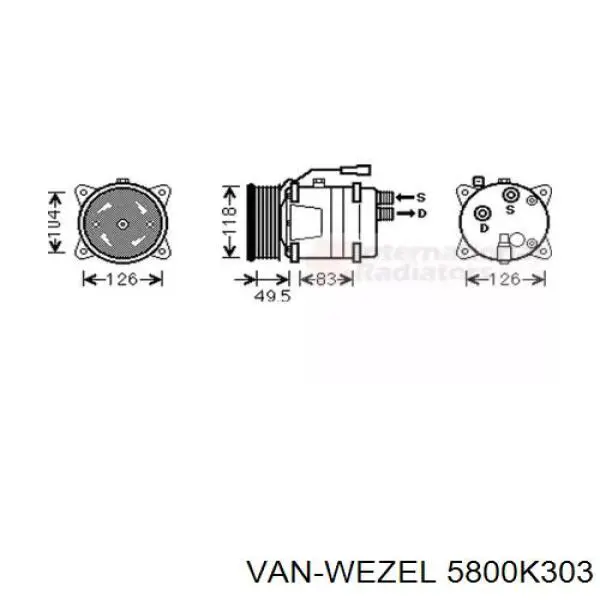 Компрессор кондиционера 5800K303 VAN Wezel