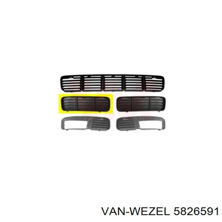 5826591 VAN Wezel решетка бампера переднего левая