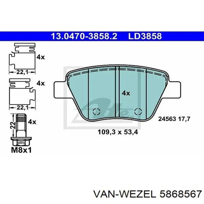 Направляющая переднего бампера левая 5868567 VAN Wezel