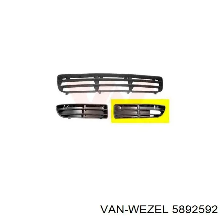 Решетка бампера переднего правая 5892592 VAN Wezel