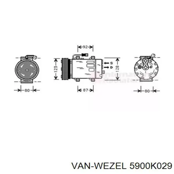 Компрессор кондиционера 5900K029 VAN Wezel