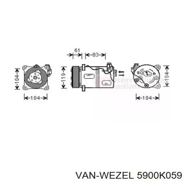 Компрессор кондиционера 5900K059 VAN Wezel