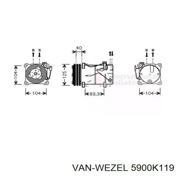 Компрессор кондиционера 5900K119 VAN Wezel