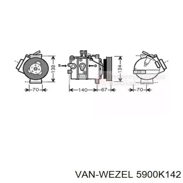 Компрессор кондиционера 5900K142 VAN Wezel