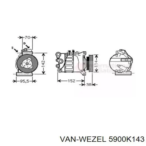 Компрессор кондиционера 5900K143 VAN Wezel