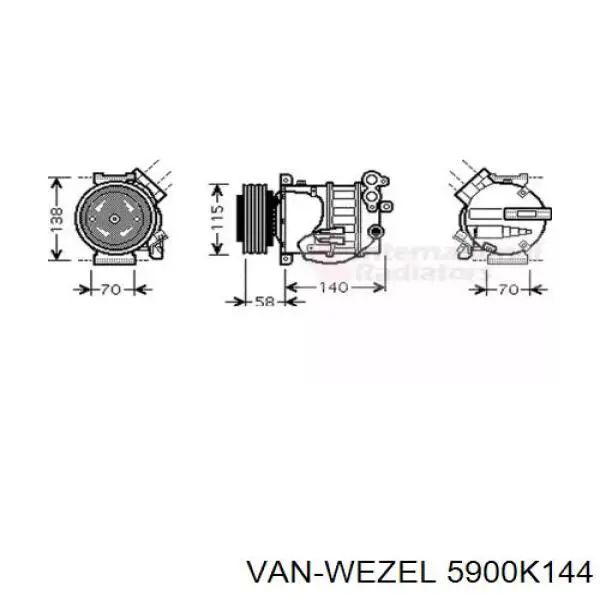 Компрессор кондиционера 5900K144 VAN Wezel