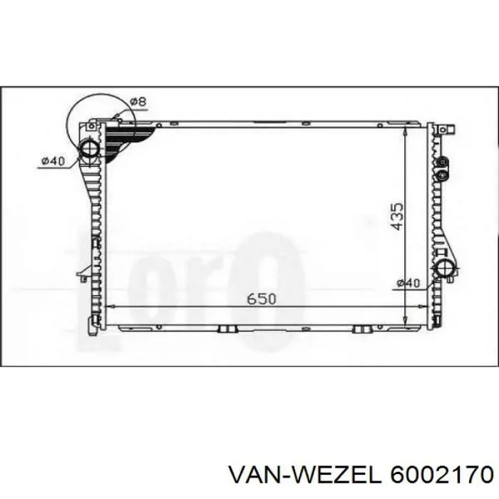 6002170 VAN Wezel radiador de esfriamento de motor