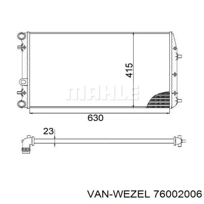 Купить 76002006 VAN Wezel Радиатор водяной