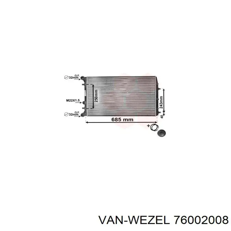 Радиатор 76002008 VAN Wezel