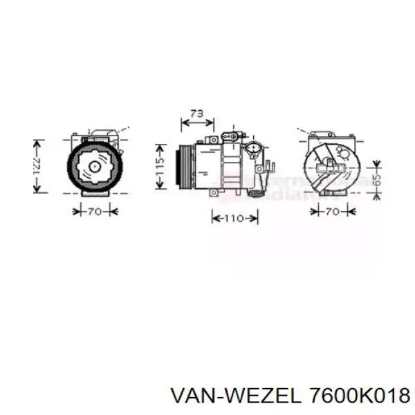 Компрессор кондиционера 7600K018 VAN Wezel