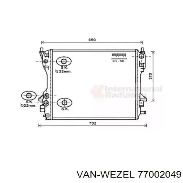 Радиатор 77002049 VAN Wezel