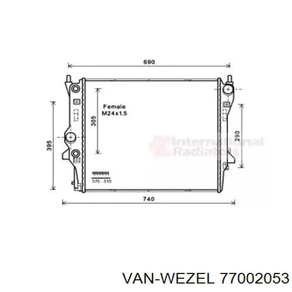 Радиатор 77002053 VAN Wezel