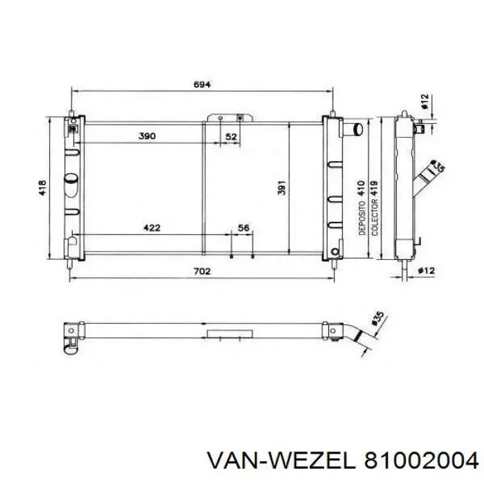 Радиатор 81002004 VAN Wezel