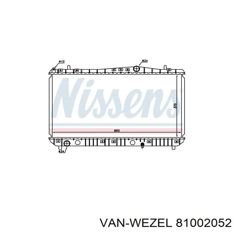 Радиатор охлаждения двигателя VAN Wezel 81002052 цена, от 105.40 USD