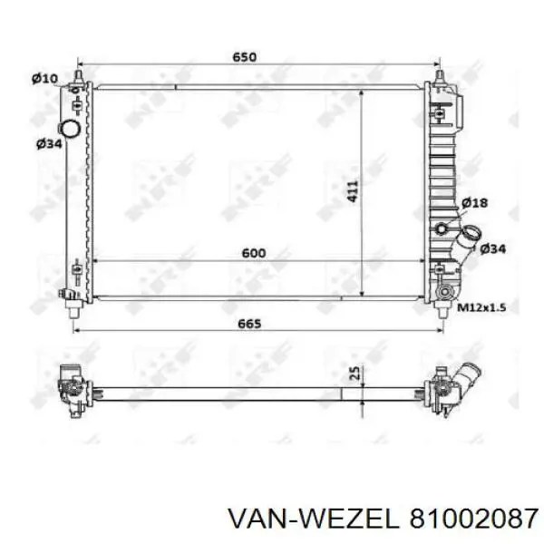 Радиатор 81002087 VAN Wezel