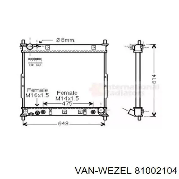 Радиатор 81002104 VAN Wezel