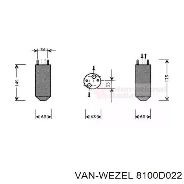 Осушитель кондиционера 8100D022 VAN Wezel