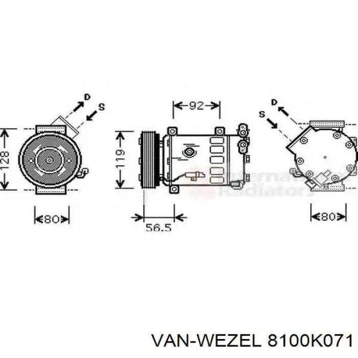 Компрессор кондиционера 8100K071 VAN Wezel